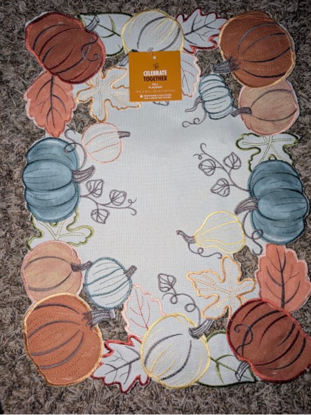 Othr Fall Pumpkin Placemat - Orange, Cream, Teal